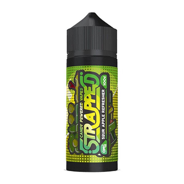Candy powered vapes, strapped 0mg sour apple refresher 100ml available at dispergo vaping uk