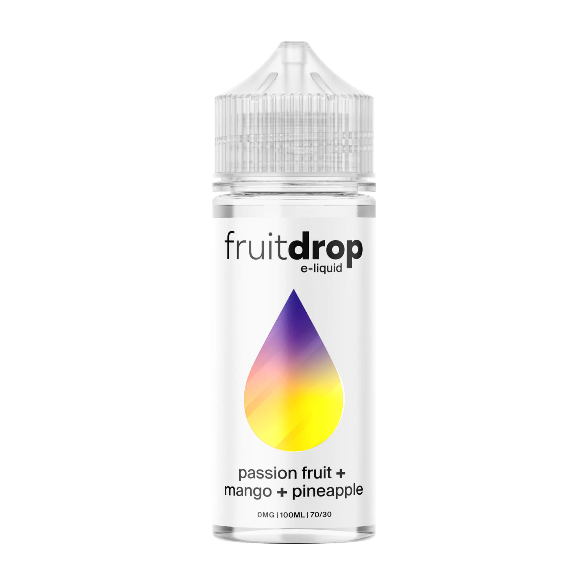Fruit drop e-liquid passion fruit, mango & pineapple 100ml 70/30 shortfill e-liquid available at dispergo vaping uk