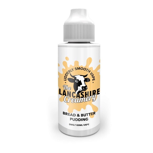 Available at dispergo vaping uk The Lancashire creamery Udderly smooth vape bread & butter pudding 100ml 0mg