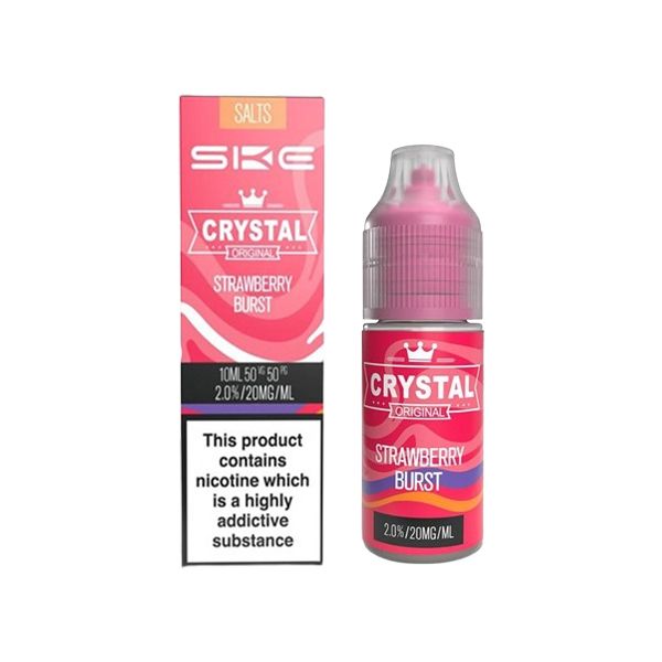 strawberry burst flavour nic salt e-liquid by crystal bar