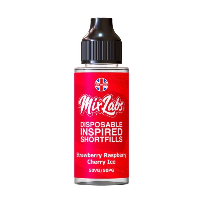 Mix Labs Disposable Inspired Shortfills 100ml 50/50 E-Liquid In Strawberry Raspberry Cherry Ice, Available At Dispergo