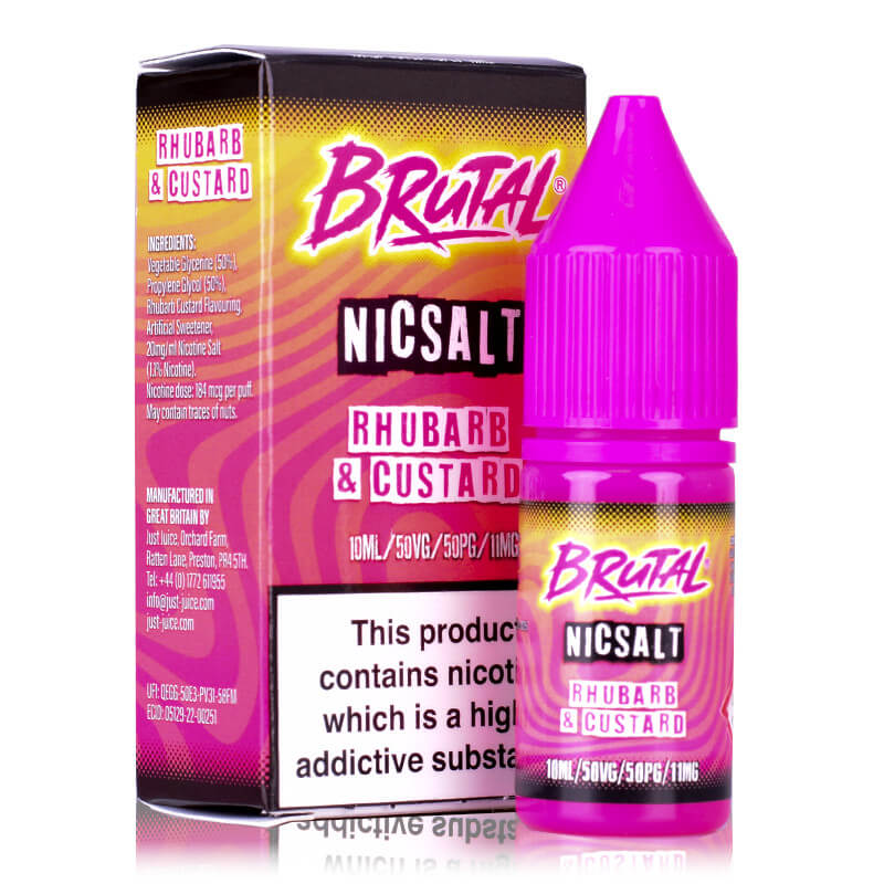Brutal Rhubarb and Custard 10ml nic salt eliquid now available at Dispergo Vaping. Browse the entire range of Brutal by Nasty Juice at Dispergo Vaping.